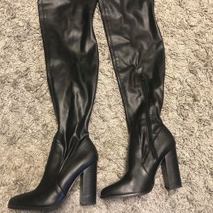 Forever 21 Faux Leather Thigh High Boots